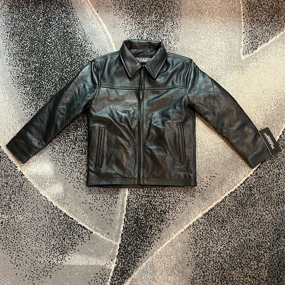 NWT MILWAUKEE LEATHER LKK1940 KIDS M JD BLACK LEATHER JACKET WITH FRONT ZIPPER - Picture 3 of 7